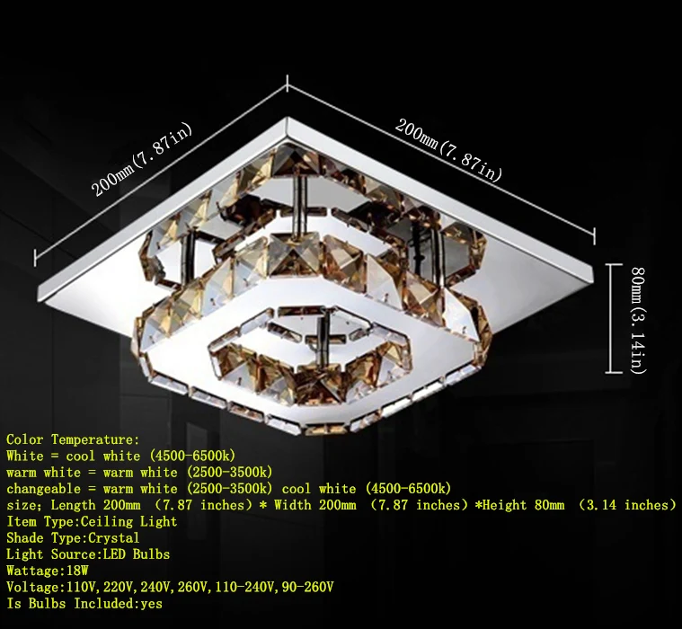 Modern LED Crystal Ceiling Light Fixture Crystal Lamp Crystal lustre Light fitting Aisle Hallway Staircase AC95-260V plafondlamp