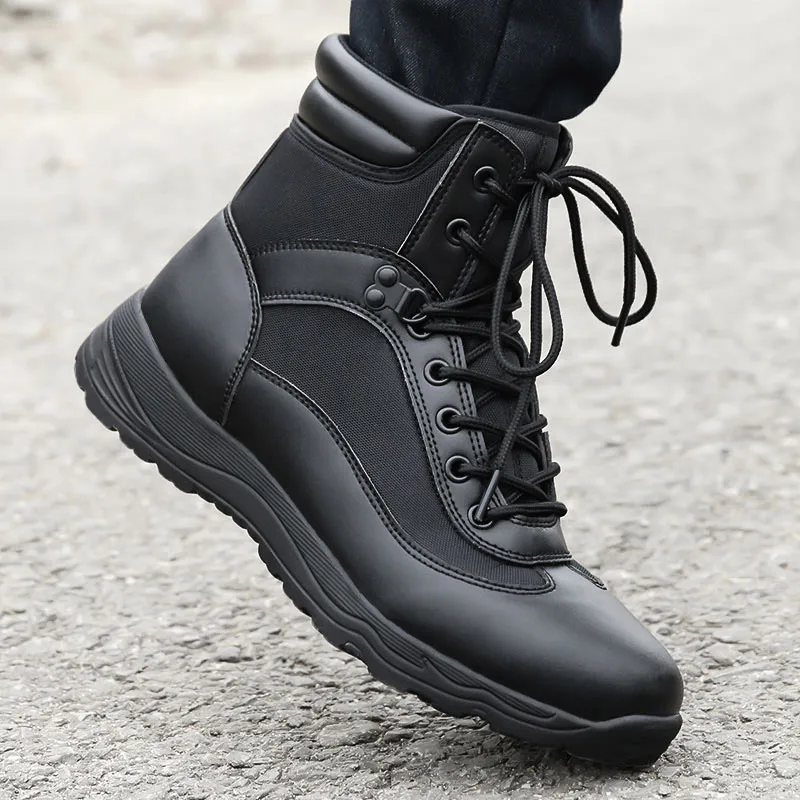 Осенние Легкие военные тактические сапоги специальной силы мужские черные армейские военные ботинки дышащая удобная рабочая обувь Botas мужские - Color: Black