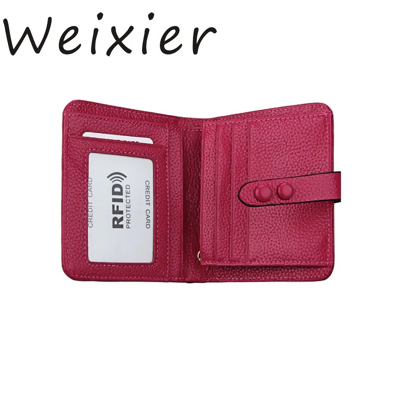 

Weixier 2018 Designer women wristlet wallet with strap coin pocket vintage soft purse ladies folder money AA-30