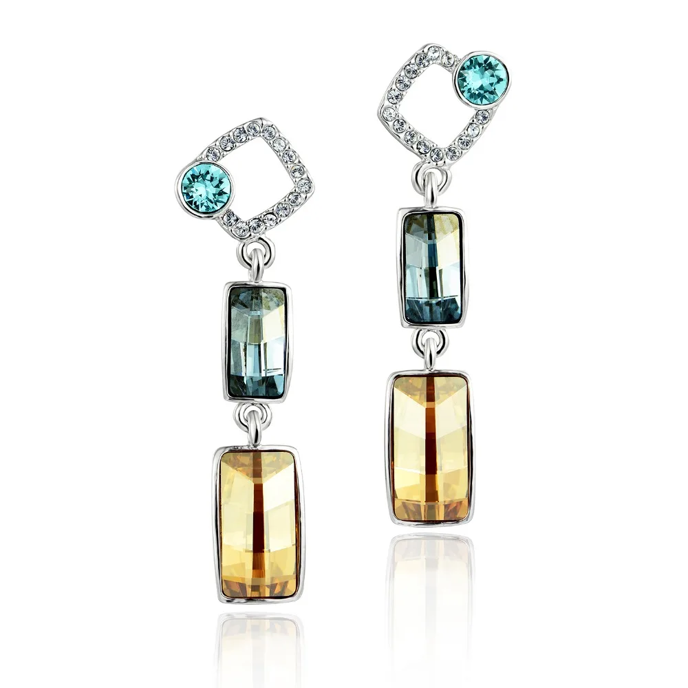 

DORMITH women's high quality Austrian Crystal rectangle drop earrings for women jewelry