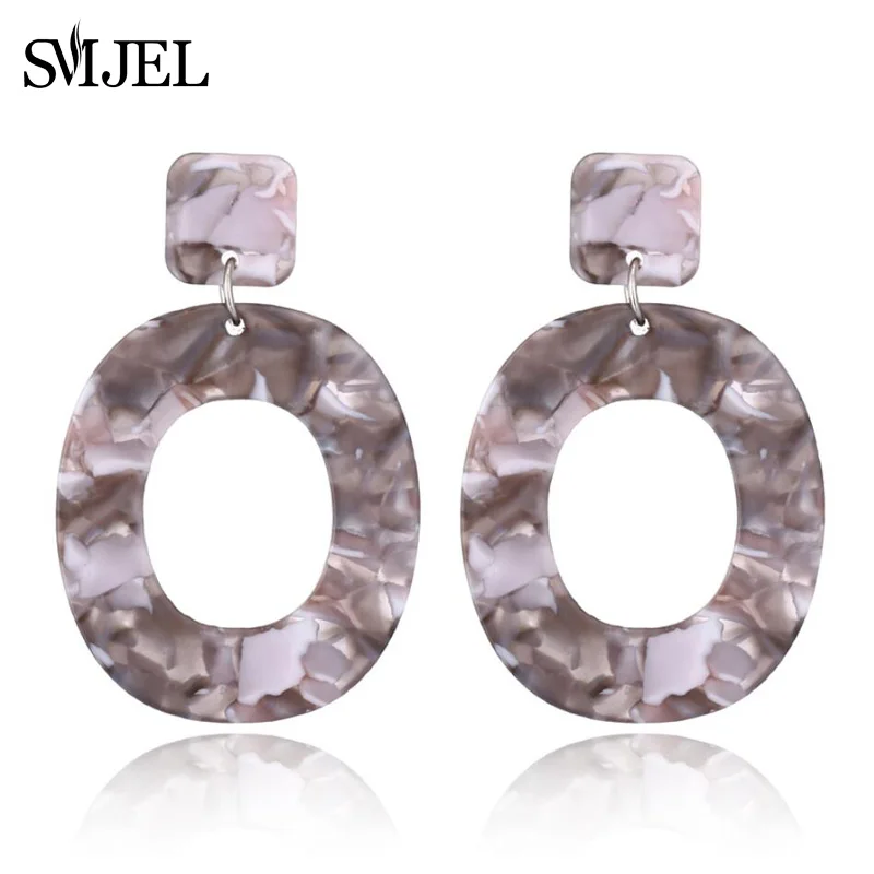 

SMJEL 2018 Hot Woman Exaggerated Personality Large Circle Round Earrings Acetic Acid Acrylic Dangle Earrings Birthday Gifts