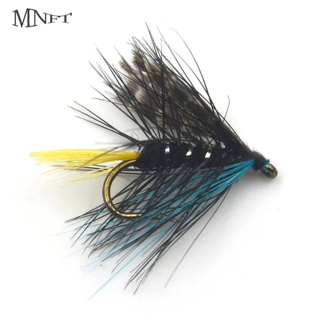 MNFT 10PCS 12# Blue Black Vivid NYmph Flies Fishing Bass Fly Dry Hook