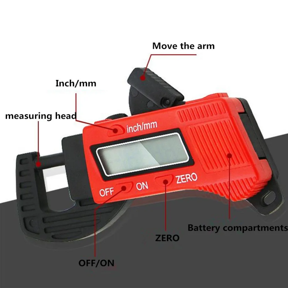 Medidor de espesor electr/ónico de calibrador de pantalla digital de fibra de carbono Herramienta de medici/ón Medidor digital de espesor Medidor electr/ónico de espesor
