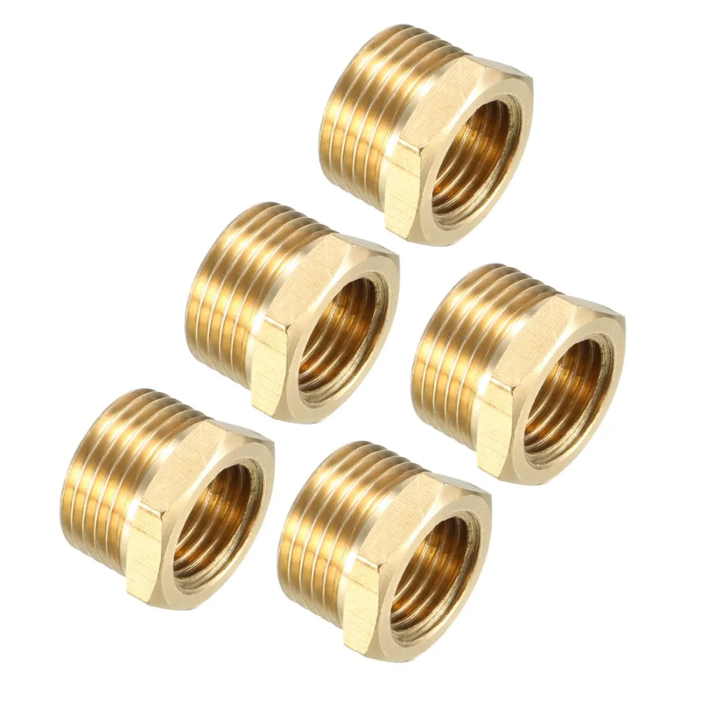 

UXCEL 5pcs Threaded Pipe Fitting Coupling Brass 1/2,3/8 PT Male x 1/4 PT Female Hex Bushing Adapter G1/4-19 x G1/4-19 Male