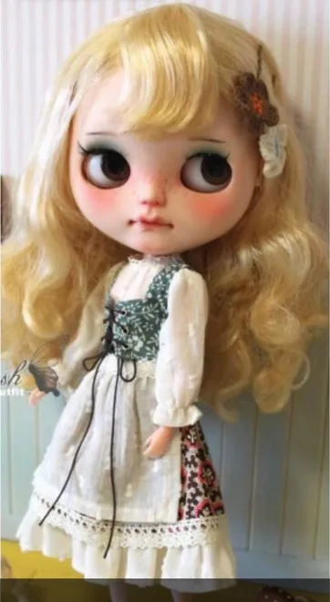 JSB17 довольно Блит кукольный наряд платье для девочек с белым мыса BJD куклы