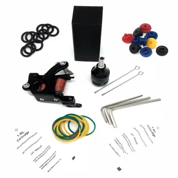 

10 Wrap Coil Tattoo Machine Alloy Grip Tube 2 Cartridge Needle Nipple L-Key Set