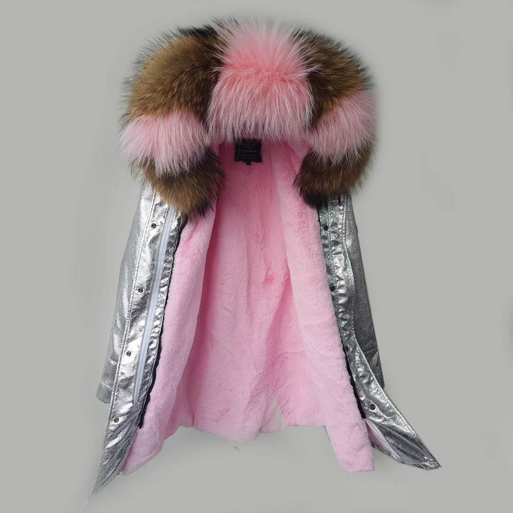 Новое модное2019 Новое модное зимнее пальто с серебряным искусственным ...