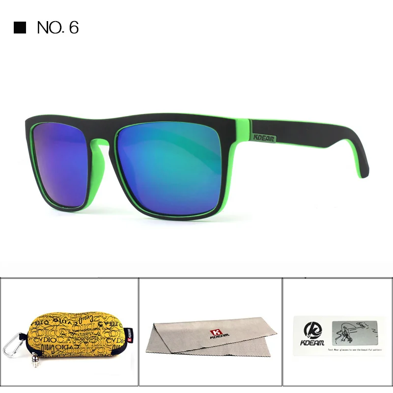 Бренд KDEAM солнцезащитные очки Для мужчин спортивные солнцезащитные очки Для женщин поляризованные зеркальные линзы площади кадра 11 Цвета UV400 с футляр KD156 - Цвет линз: C6