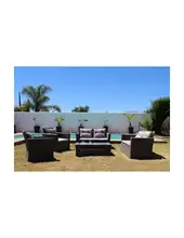 Conjunto de Sofa INDIANA DELUXE. Formado por dos sofás dobles, 2 sillones y una mesa. Ratán envejecido