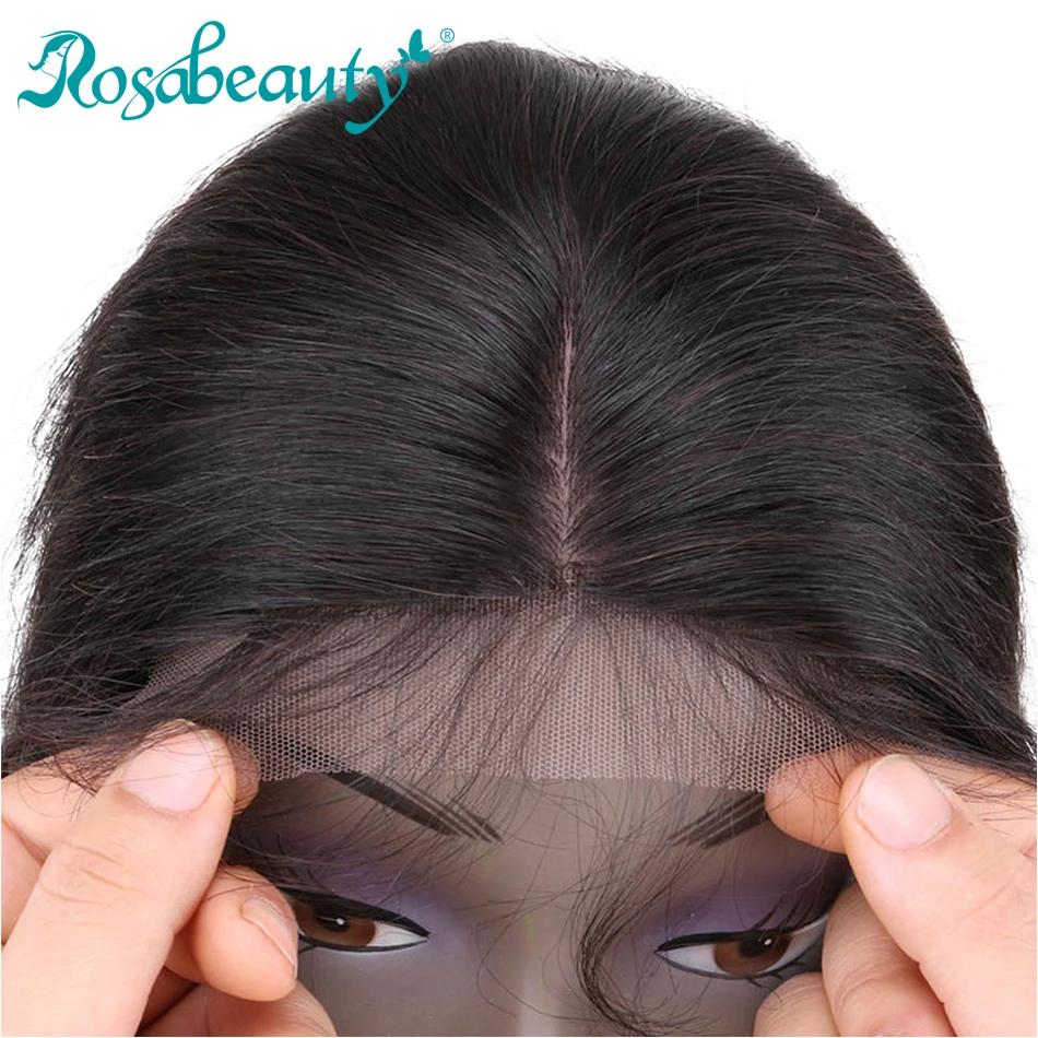Rosabeauty прямые бразильские волосы Remy на шелковой основе 4 х4 с отбеленными узлами