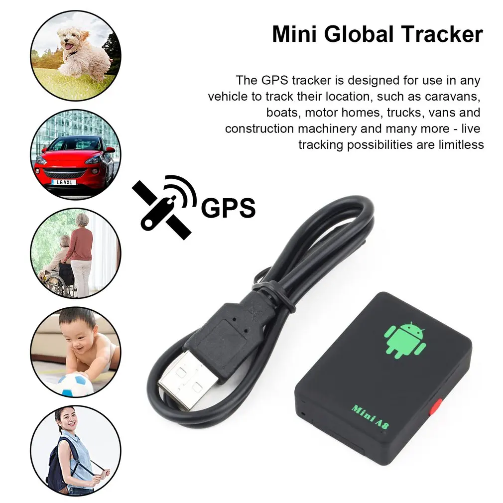 A8 Мини GSM/GPRS трекер в реальном времени GSM GPRS устройство слежения с кнопкой SOS для автомобилей детей пожилых домашних животных
