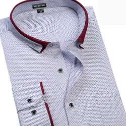 Новое поступление Осенняя рубашка мужской печати с длинными рукавами очень большой мужской формальный мода повседневные Большие Размеры