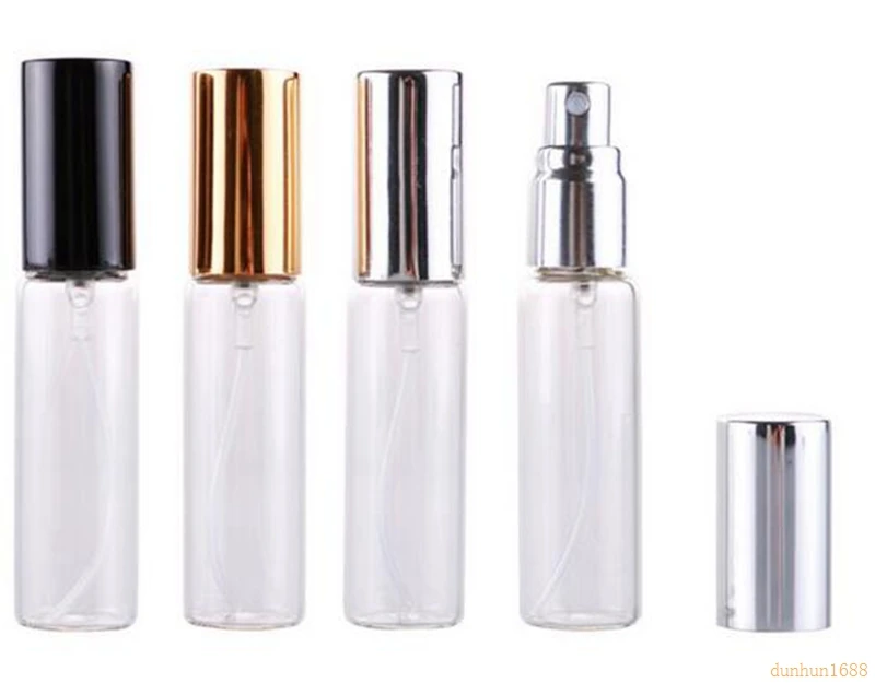 

Wholesale 10ml Glass Spray Perfume Bottle With Gold/Silver/Black Cap, Cosmetic Sample Packaging Vials#3253