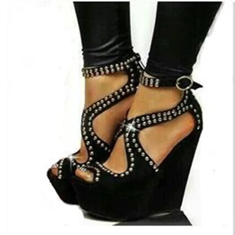 FGHGF/обувь на очень высоком каблуке 15 см, высокий каблук 4,5 см, женская обувь на высокой платформе, черный цвет, размер 34-43 - Цвет: Черный