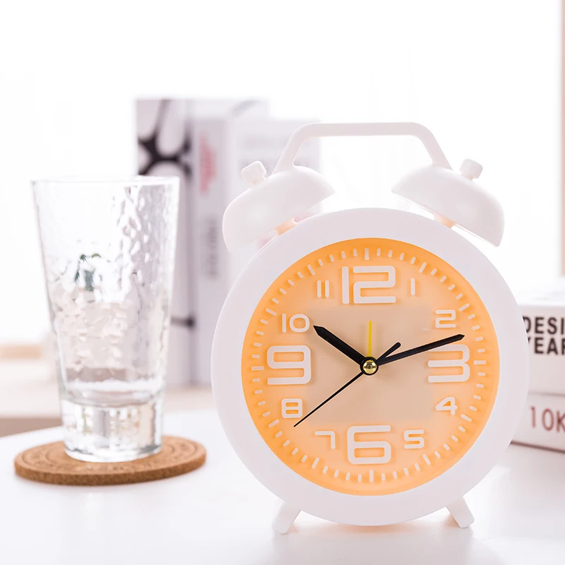Alarm clock creative student lovely bed simple and fresh, small alarm clock mute children cartoon bed head bedroom alarm clocks