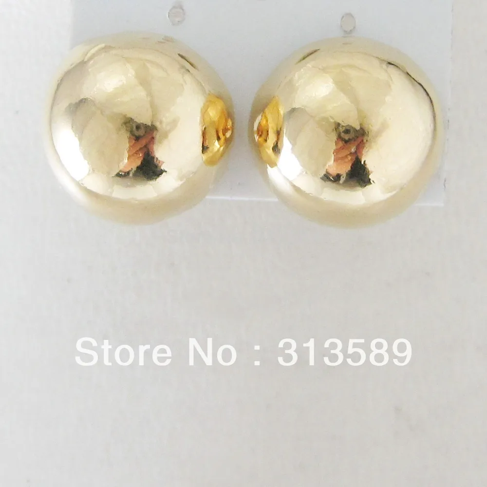 

MIN ORDER 10$ CAN MIX DESIGN /NEW HALF BALL DIAMETER 0.59" - YELLOW GOLD GP OVERLAY FILL BRASS STUD EARRING/GREAT GIFT/