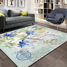 Else Blue Wintage белый цветочный узор 3d принт Нескользящая микрофибра Гостиная декоративный современный моющийся коврик