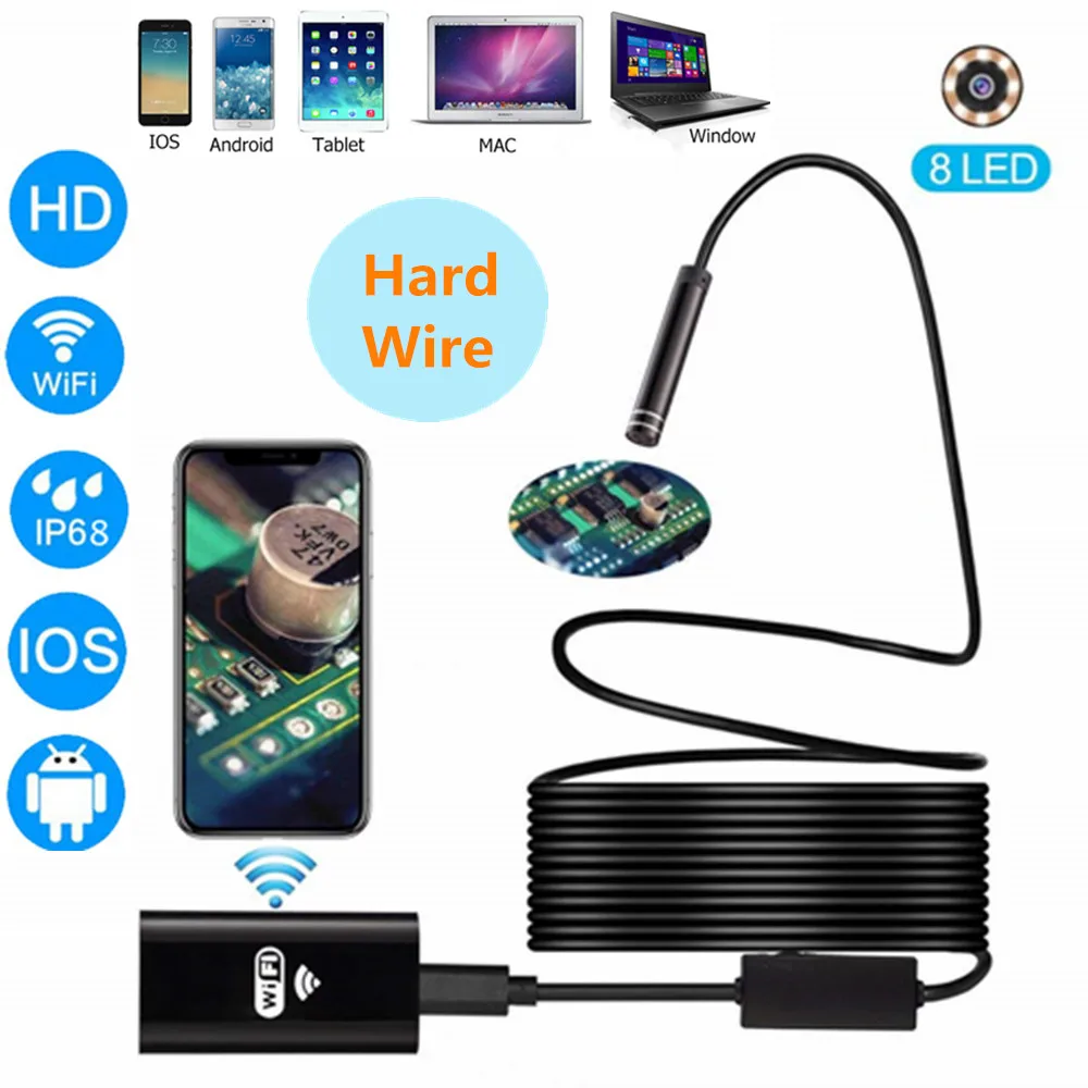 

wifi endoscope camera wireless usb mini hard cable Semi-rigid inspection borescope snake flexible camera for iphone adroid ios