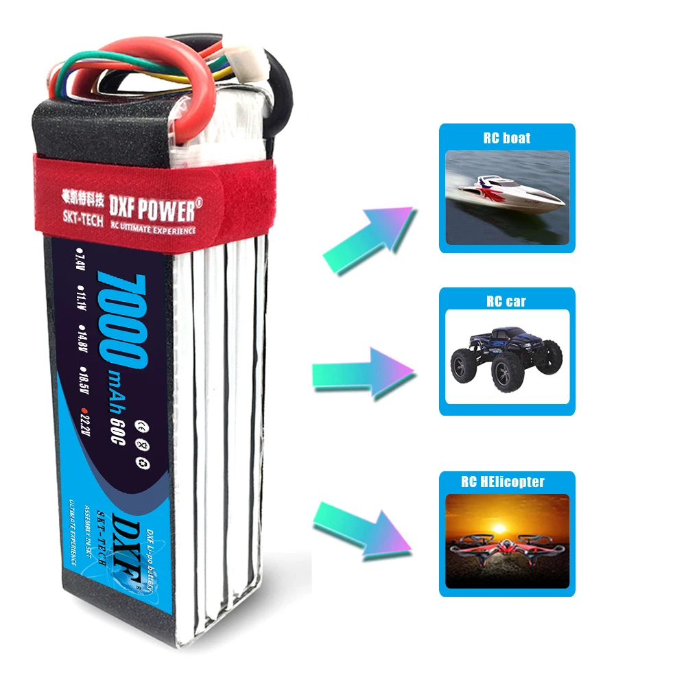 DXF 22,2 V 7000 mAh 6 S Lipo Battery60C Max120C для RC самолета вертолета квадрокоптера Акку Автомобиль Грузовик Лодка RC Дрон