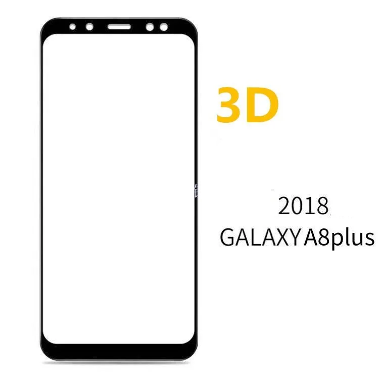 3D 9H Full Screen Tempered Curved Glass For Samsung A8