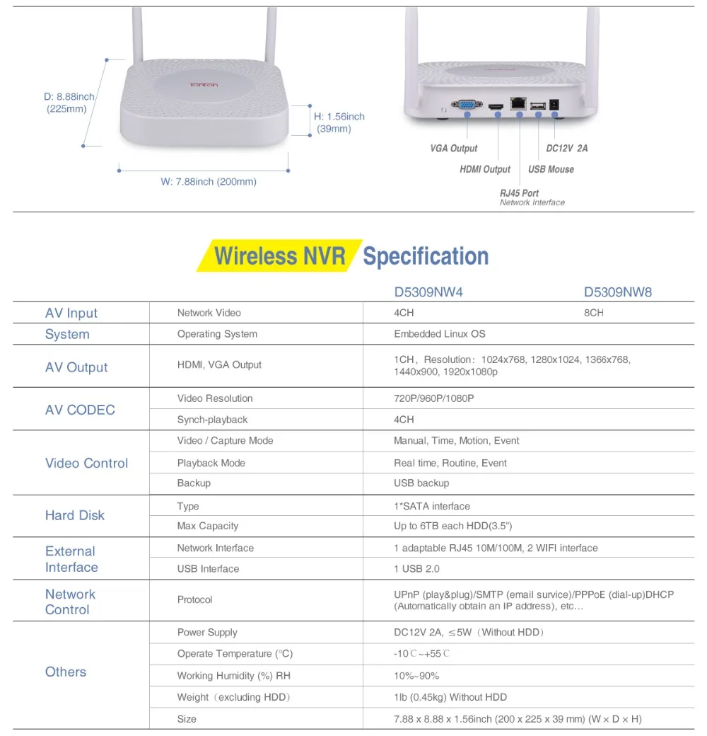 Tonton 1080P 8CH NVR Беспроводная CCTV система 1 ТБ HDD наружная Всепогодная 2MP 4 шт. ip-камеры безопасности PIR датчик комплект наблюдения