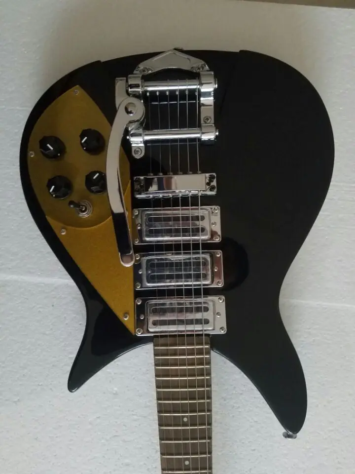 new John Lennon 325 Ric guitar jetglow black with gold