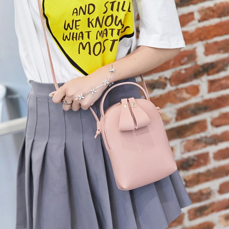

women's handbags small mobile phone shoulder bag big handle lady's mini cute solid color handbag cross body zipper bags purse