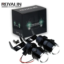 ROYALIN Universale Alogeni Fari Luci Retrofit Lente Del Proiettore 12 V 35 W Car Styling Luci di Guida Lampade con Alogena H3 lampadine