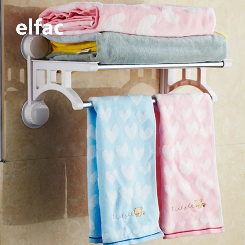 ELFAC Suction Cup Type Towel Bars Stainless Steel Bath Towels Rod Rack Home Bathroom Storage Organization Easy Installation |