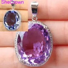 Deluxe Top Big Oval Gemstone Color Changing Alexandrite Topaz CZ 925 Silver Pendant 25x20mm Deluxe Top Big Oval Gemstone Color Changing Alexandrite Topaz CZ 925 Silver Pendant 25x20mm