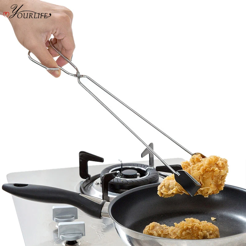 OYOURLIF 1pc Creative Stainless Steel Barbecue Clip BBQ Tongs Fried Shovel Bread Meat Vegetable Clamp Cooking Tools |