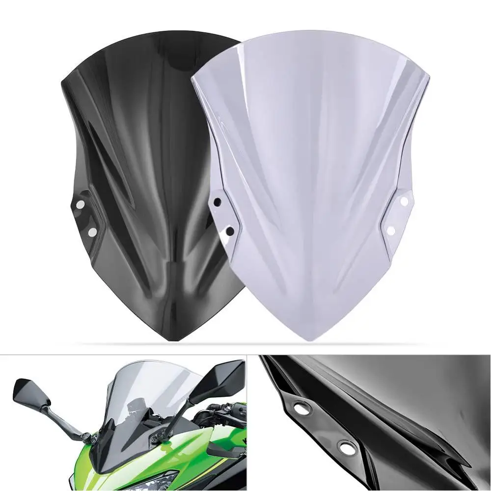

For 2018 2019 Kawasaki Ninja 250 400 Double Bubble Wind Shield Screen Deflectors Protector Baffle with Bracket Ninja250 Ninja400