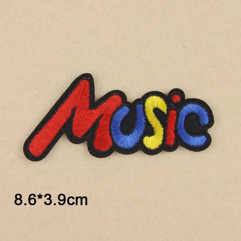 Рок-н-ролл Музыка рок-аут Майкл Джексон принц Железный на вышитые одежды патчи для одежды музыкальная группа - Цвет: MUSIC