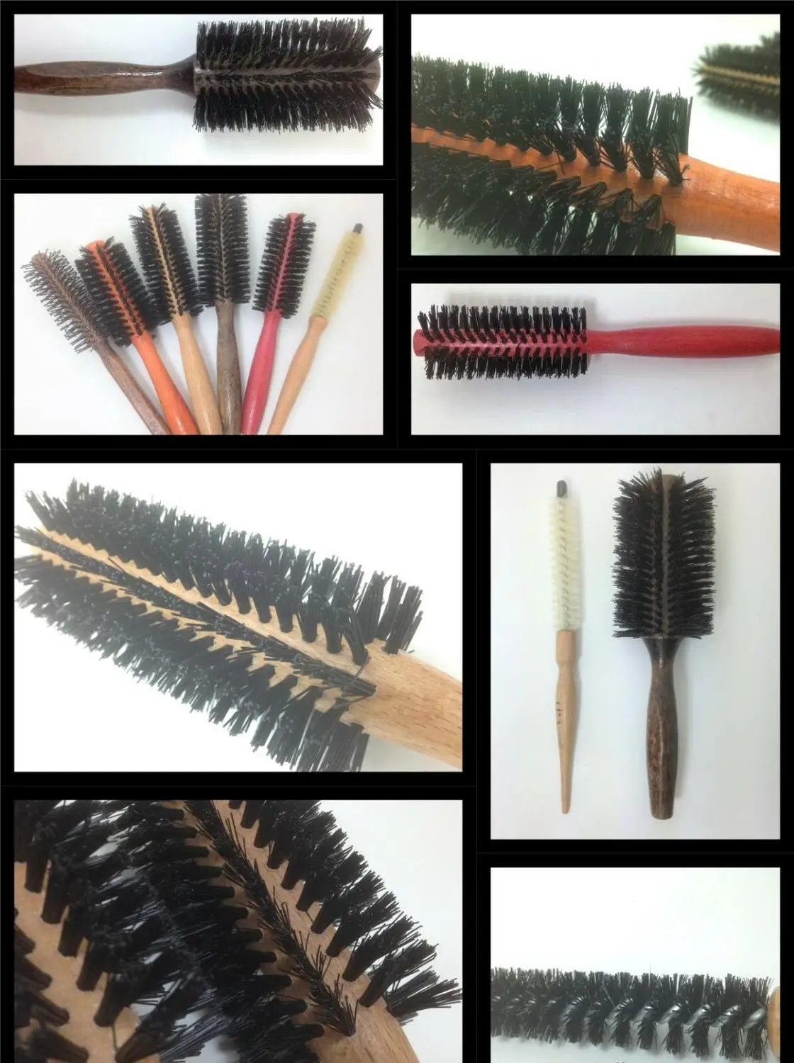 

Set of 3 ROUND STYLING HAIR BRUSH for real hair NON-burn for Pro use, wooden