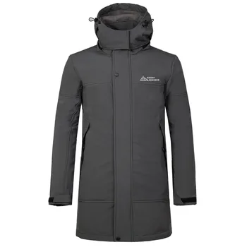 

2019 Men Long Hiking Jacket Softshell Fleece Jacket Windproof Breathable Outdoor Sport Wear Riding Climbing Male Clothing Coat