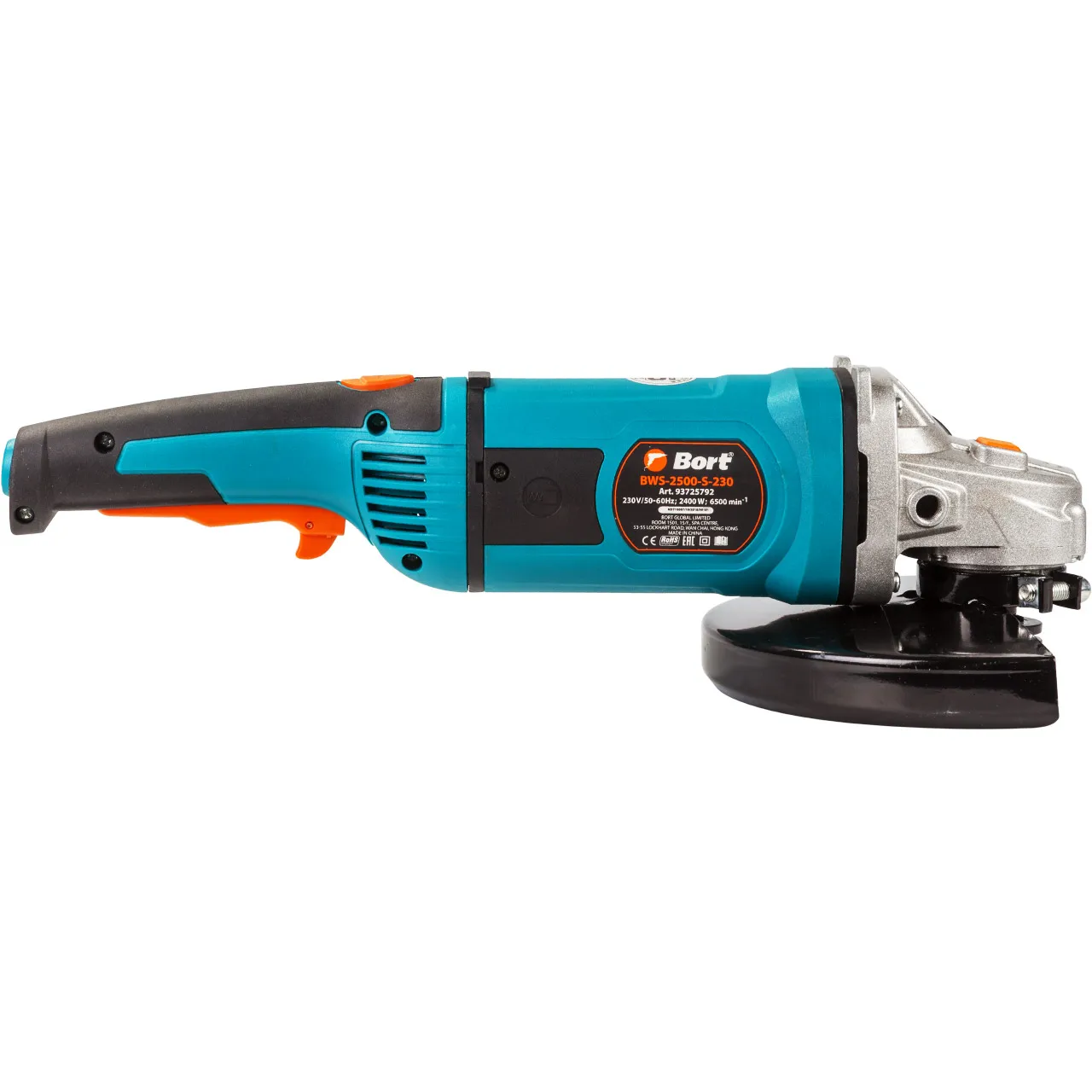 Машина шлифовальная угловая Bort BWS-2500-S-230 (Мощность 2400 Вт, диск 230 мм, плавный пуск, поворотная рукоятка)