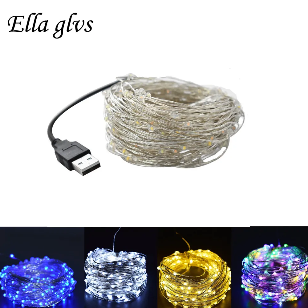 

USB LED String 5m 10m 20m Sliver Wire String Holiday Outdoor Fairy Lights For Christmas Party Wedding