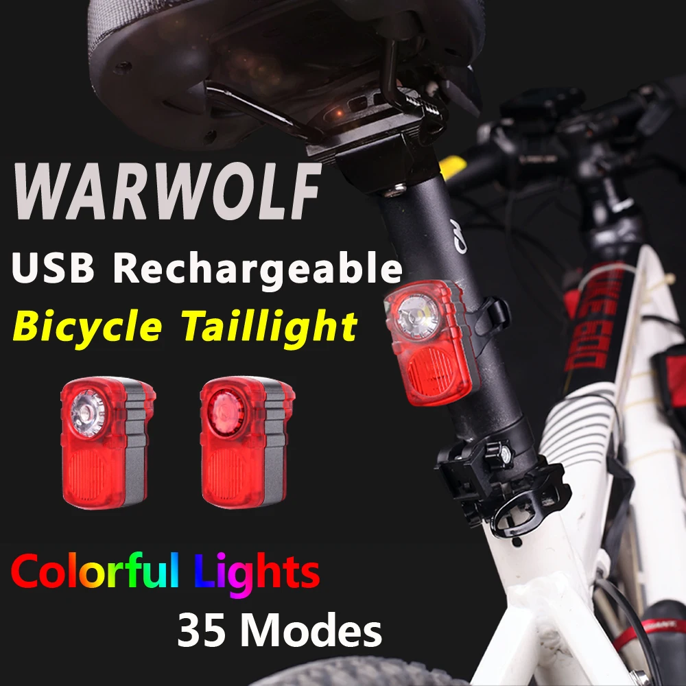 Super Bright LED USB Charging Running Bike Riding Warning Tail Light Cute