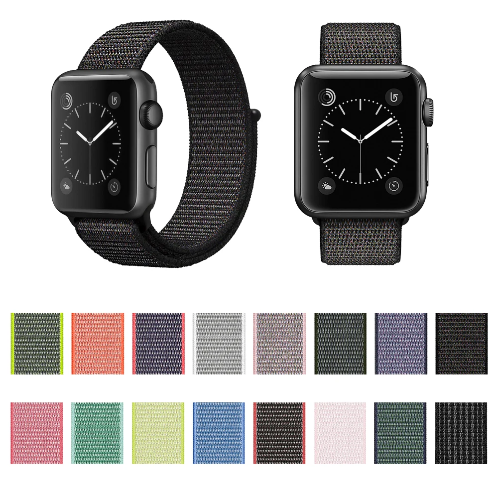 

Sport Loop Wrist Band For Apple Watch 4 38mm 42mm Series 3 2 1 Original iwatch Woven Nylon Olive Bracelet Strap Easy Adjustment