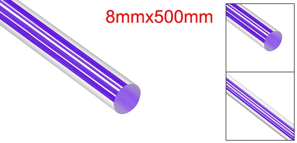 Uxcell 1 шт. 8 мм x 500 мм светильник зеленый/желтый/белый/светильник синий/розовый/темно-фиолетовый прямой акриловый плексиглас круглый стержень для DIY - Цвет: Dark Purple