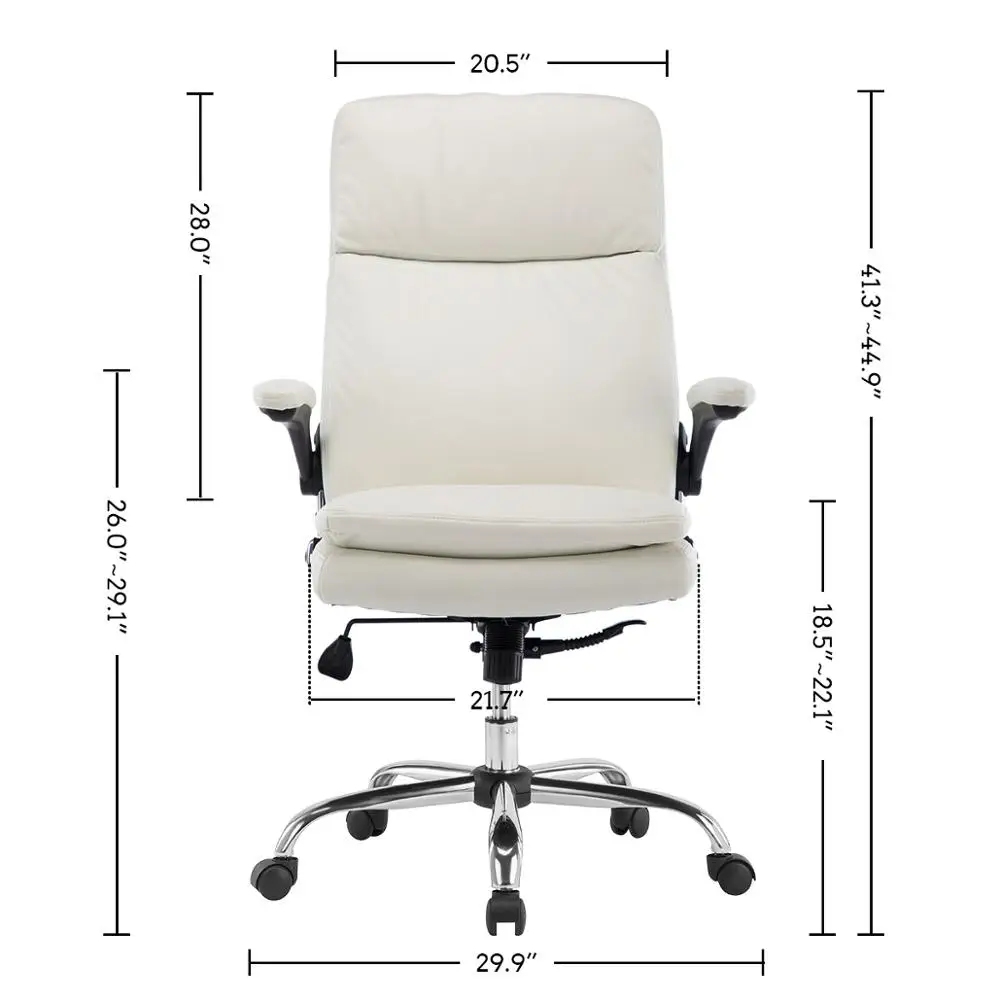 

Seatingplus High Back Leather Executive Office Chair Adjustable Recline Locking Flip-up Arms Computer Desk Chair Comfortable