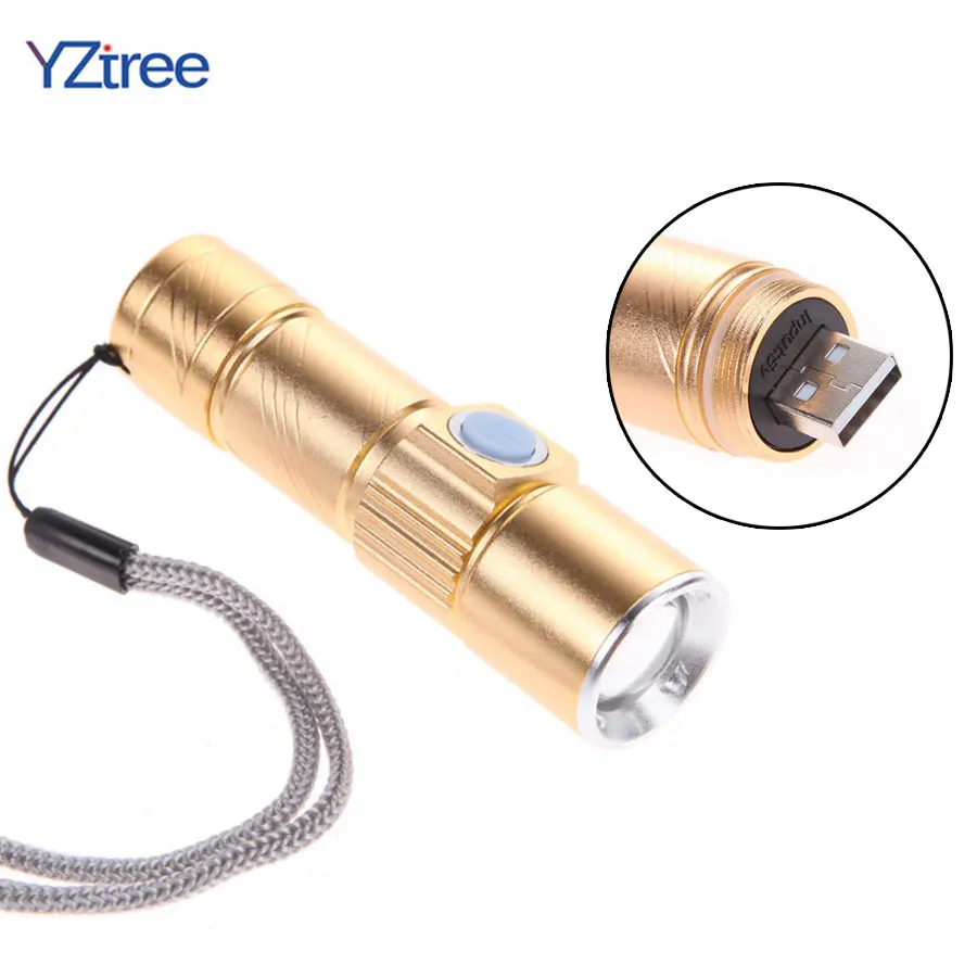 

USB LED Portable Flashlight Rechargeable Torch Light Q5 3 Mode Adjustable Zoom Focus Waterproof Outdoor Mini Flash Light Lamp