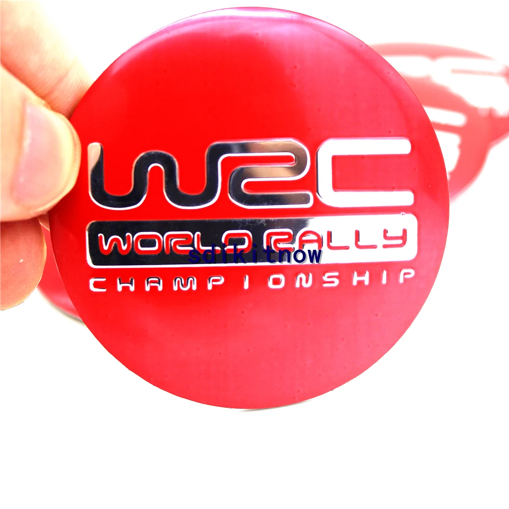 

New 4pcs Red WRC FIA World Rally Championship Red Car Wheel Center Hub Caps Cover Rim Sticker Reflective Badge Fit Auto Styling
