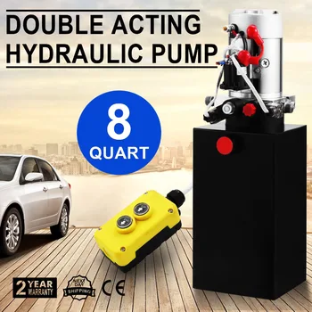 

8 Quart Double Acting Hydraulic Pump 12V Dump Trailer Metal Reservoir For Dump Trailer
