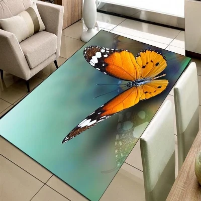 Else зеленый пол на оранжевой Большой бабочка животное 3d принт нескользящие микрофибры гостиной декоративные современные моющиеся области коврик