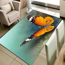 Else зеленый пол на оранжевой Большой бабочка животное 3d принт нескользящие микрофибры гостиной декоративные современные моющиеся области коврик