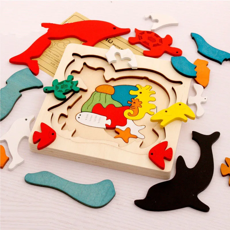 Мультфильм 3d головоломки деревянные игрушки Juguetes де Мадера развивающие игрушки Хаутен speelgoed животного детская головоломка Жуэ enfant Oyuncak