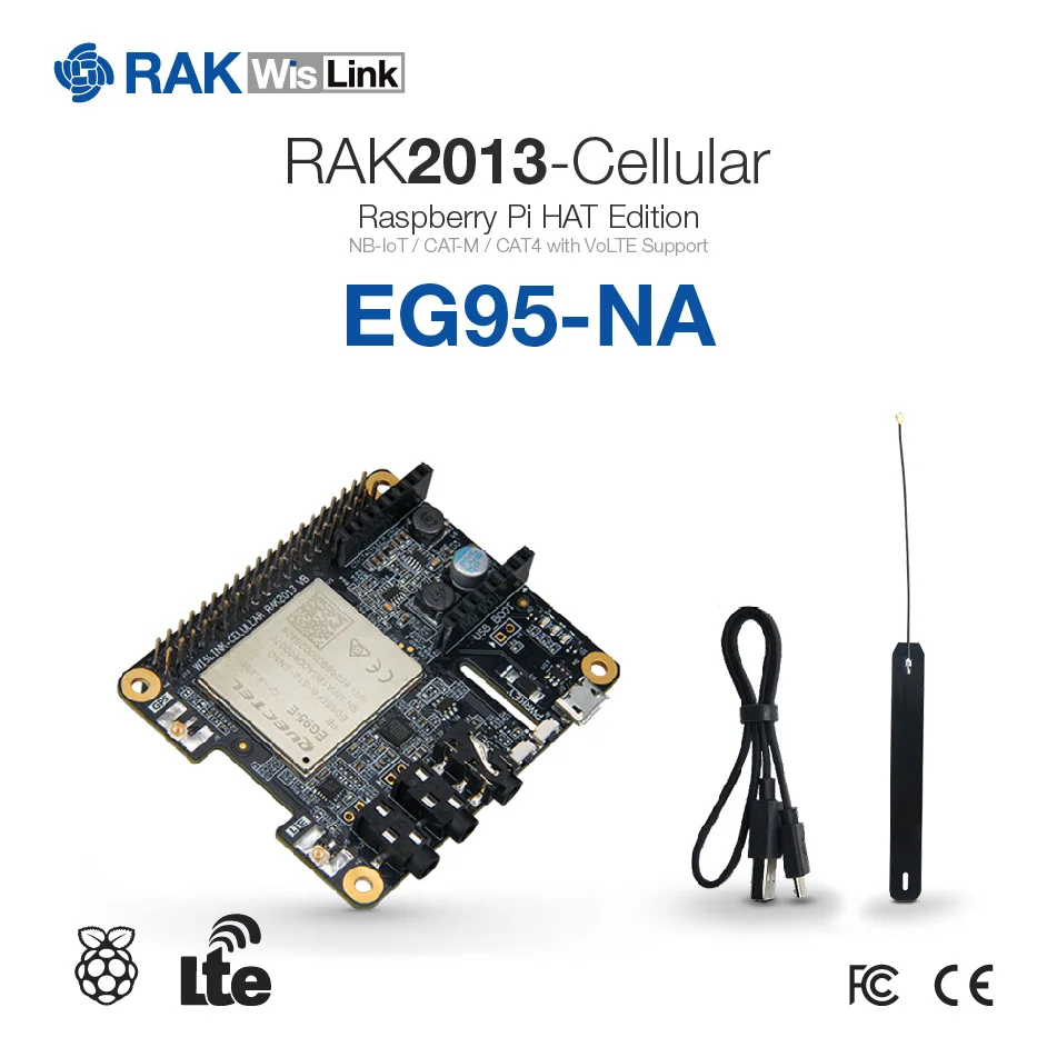 RAK2013 cellular WisLink Raspberry Pi-HAT Edition/NB-IoT/CAT-M/CAT4 с поддержкой VoLTE - Цвет: EG95-NA