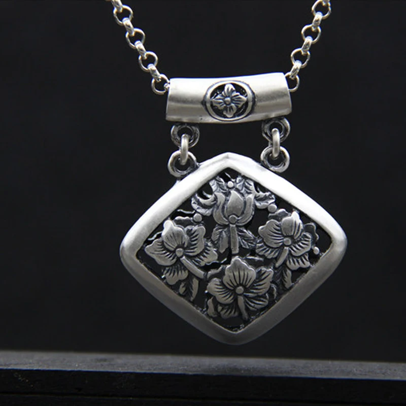 

FYLA MODE New Charm Pendants Hollow Pattern Carved Flower 999 Pure Silver 34*40MM 13.70G For Jewelry Making TYC258