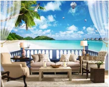 

Custom photo wallpaper 3d View of maldives coconut tree seagull background wall 3d wall murals wallpaper for living room